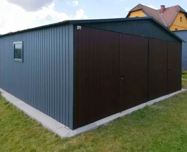 Mobilgarázs 6x5,5 m, kétállásos, nyeregtetős, kétszárnyú kapu, grafit