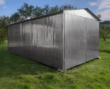 Mobilgarázs 3x4 m, nyeregtetős, kétszárnyú kapu, horganyzott