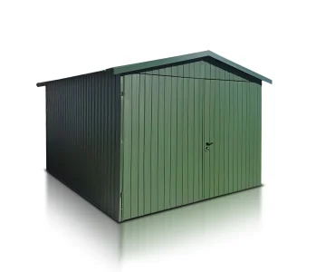 Mobilgarázs 3x3 m, nyeregtetős, kétszárnyú kapu, zöld