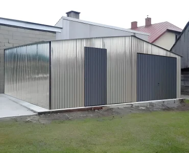 Mobilgarázs 7x5 m, nyeregtetős, billenő kapu, horganyzott