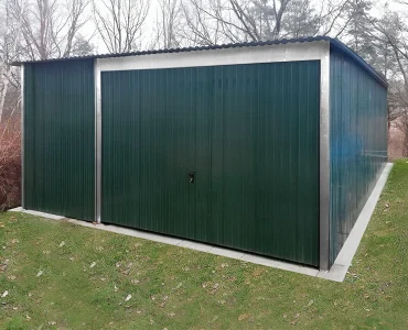 Mobilgarázs 4x5 m, féltetős, billenő kapu, zöld