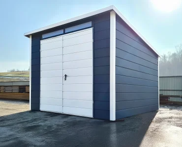 Mobilgarázs 3x3 m, féltetős, kétszárnyú kapu, grafit