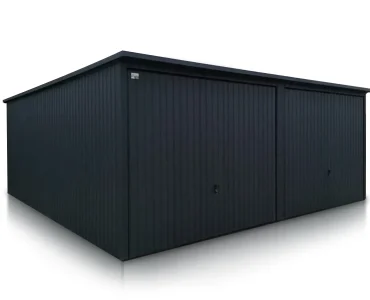 Mobilgarázs 6x5 m, kétállásos, féltetős, billenő kapu, grafit