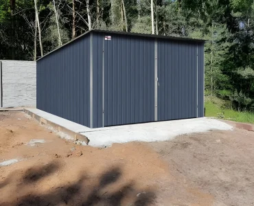 Mobilgarázs 3x6 m, féltetős, kétszárnyú kapu, grafit