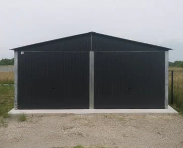 Mobilgarázs 6x6 m, kétállásos, nyeregtetős, billenő kapu, grafit