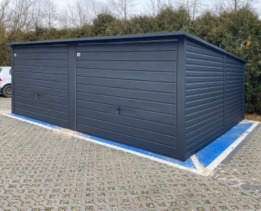 Mobilgarázs 6,3x5 m, kétállásos, féltetős, billenő kapu, grafit