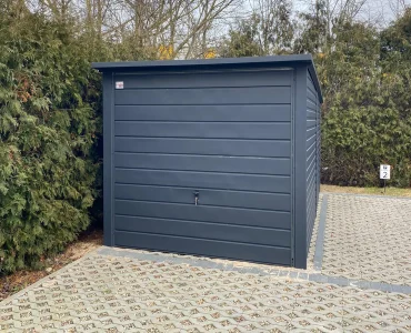 Mobilgarázs 2x4 m, féltetős, billenő kapu, grafit