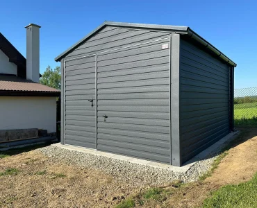 Mobilgarázs 3x5 m, nyeregtetős, billenő kapu, grafit