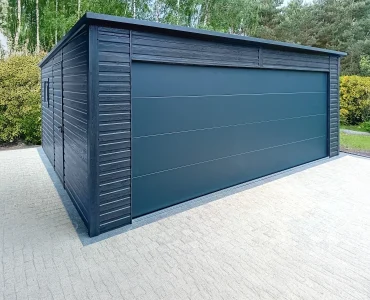 Mobilgarázs 6x5 m, féltetős, szekcionált kapu, grafit