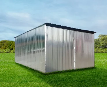 Mobilgarázs 3x5 m, féltetős, kétszárnyú kapu, horganyzott