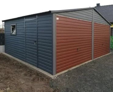 Mobilgarázs 6x5 m, kétállásos, nyeregtetős, billenő kapu, grafit – Modell 2