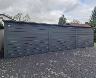 Mobilgarázs 9x6 m, háromállásos, féltetős, billenő kapu, grafit