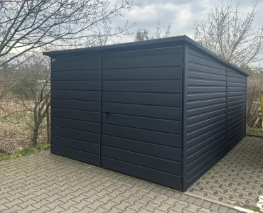 Mobilgarázs 3x5 m, féltetős, kétszárnyú kapu, grafit