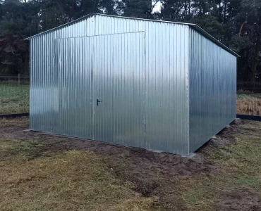 Mobilgarázs 5x5 m, nyeregtetős, kétszárnyú kapu, horganyzott