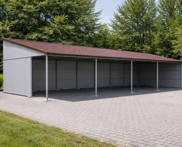 Acél előtető 20x6 m, féltetős, alumínium