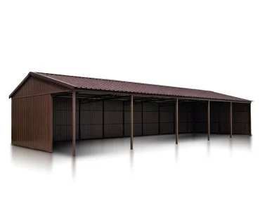 Acél előtető 30x8 m, nyeregtetős, sötétbarna