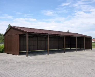 Acél előtető 30x8 m, nyeregtetős, sötétbarna