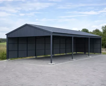 Acél előtető 10x20 m, nyeregtetős, grafit