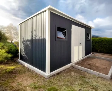 Mobilgarázs 5x3 m, féltetős, kétszárnyú kapu, grafit