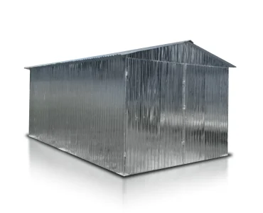 Mobilgarázs 3x5 m, nyeregtetős, kétszárnyú kapu, horganyzott