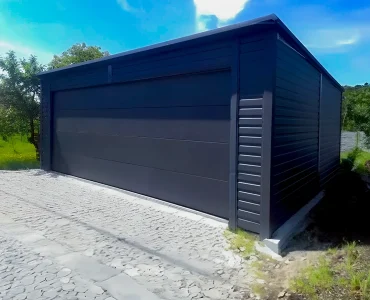 Mobilgarázs 6x6 m, féltetős, szekcionált kapu, grafit