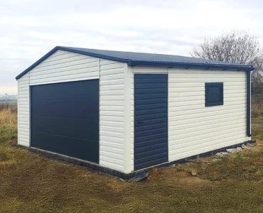 Mobilgarázs 6x5 m, nyeregtetős, szekcionált kapu, fehér