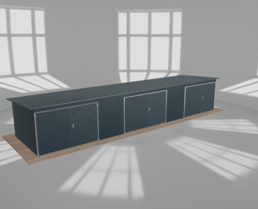 Mobilgarázs 12x3 m, háromállásos, hátra lejtő tetős, grafit