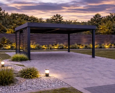 Carport 4x4 m, áttört panelekkel