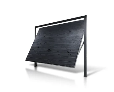 Garázskapu 4x2,5 m, billenő, fautánzatú, vízszintes profilozás, 17 cm-es panel