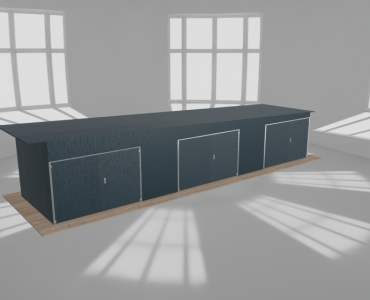 Mobilgarázs 12x3 m, háromállásos, jobb oldalra lejtő tetős, grafit