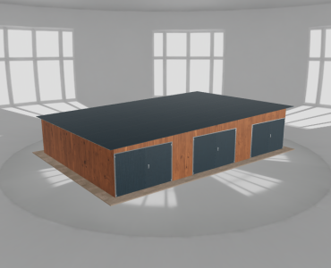 Mobilgarázs 11,5x8 m, háromállásos, bal oldalra lejtő tetős, aranytölgy