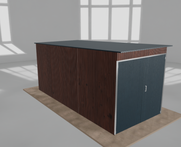 Szerszámos ház 2x4,5 m, hátra lejtő tetős, sötét dió