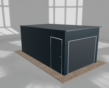 Mobilgarázs 3x5,5 m, egyállásos, hátra lejtő tetős, grafit – Modell 2