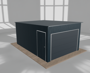 Mobilgarázs 3,5x5 m, egyállásos, hátra lejtő tetős, grafit – Modell 2