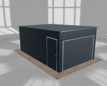 Mobilgarázs 3,5x5,5 m, egyállásos, hátra lejtő tetős, grafit – Modell 2