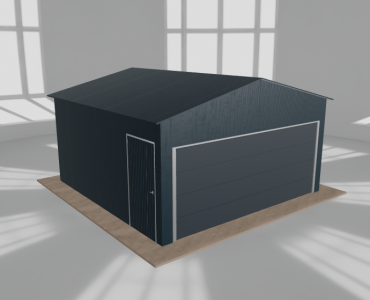 Mobilgarázs 5x5 m, egyállásos, nyeregtetős, grafit – Modell 2