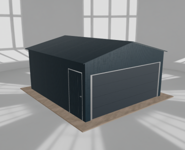 Mobilgarázs 5x5,5 m, egyállásos, nyeregtetős, grafit – Modell 2