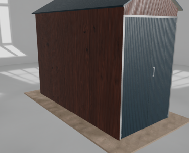 Lemezcsarnok 2x4,5 m, nyeregtetős, sötét dió, magas
