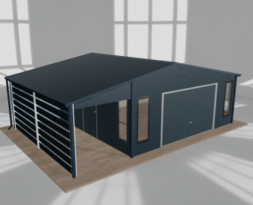 Mobilgarázs 5,5x5 m, tárolóhelyiséggel és előtetővel, grafit