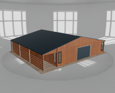 Mobilgarázs 10x10 m, tárolóhelyiséggel és előtetővel, aranytölgy