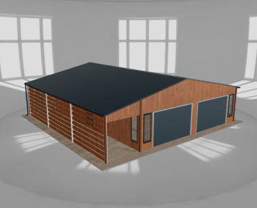 Mobilgarázs 8x9,5 m, előtetővel, aranytölgy – Modell 2