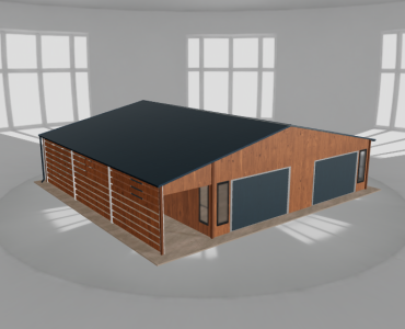 Mobilgarázs 9x10 m, előtetővel, aranytölgy – Modell 2