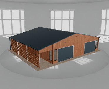 Mobilgarázs 10x9,5 m, előtetővel, aranytölgy – Modell 2