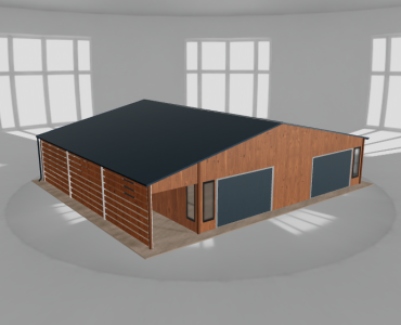 Mobilgarázs 10x10 m, előtetővel, aranytölgy – Modell 2