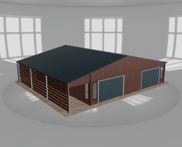 Mobilgarázs 10x10 m, előtetővel, sötét dió