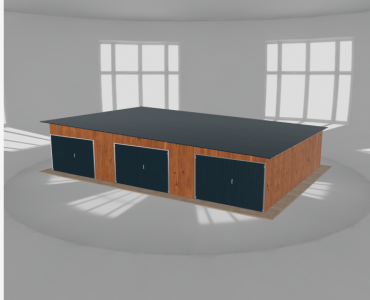 Mobilgarázs 11,5x8 m, háromállásos, jobb oldalra lejtő tetős, aranytölgy