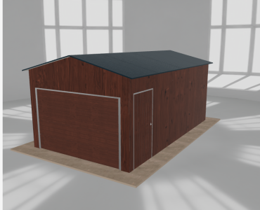 Mobilgarázs 3,5x6 m, egyállásos, nyeregtetős, sötét dió – Modell 2