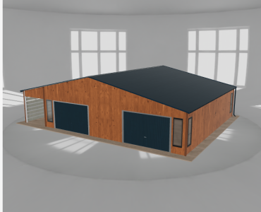 Mobilgarázs 10x9,5 m, előtetővel, aranytölgy – Modell 2