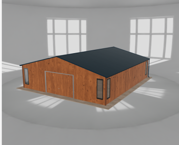 Mobilgarázs 8,5x10 m, tárolóhelyiséggel, aranytölgy – Modell 2
