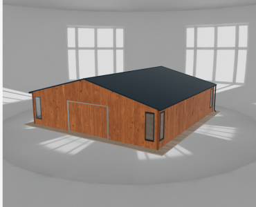 Mobilgarázs 9x9,5 m, tárolóhelyiséggel, aranytölgy – Modell 2